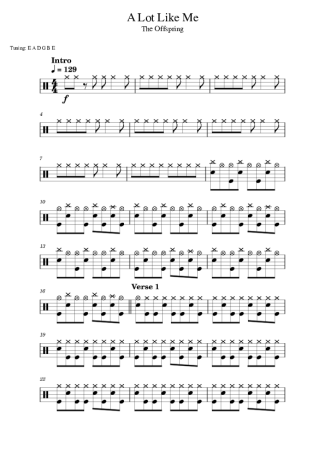 The Offspring A Lot Like Me score for Drums