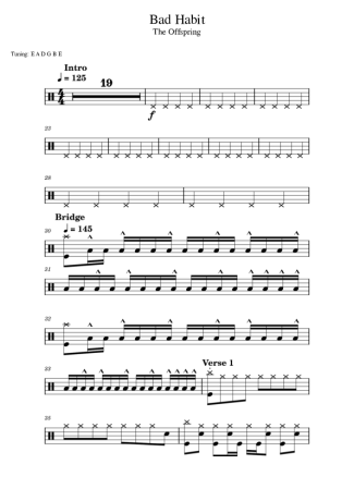 The Offspring Bad Habit score for Drums