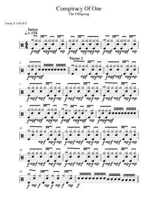 The Offspring Conspiracy Of One score for Drums