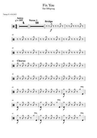 The Offspring Fix You score for Drums