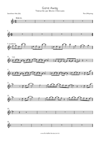 The Offspring Gone Away score for Alto Saxophone