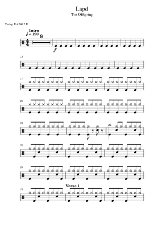 The Offspring LAPD score for Drums