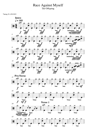 The Offspring Race Against Myself score for Drums