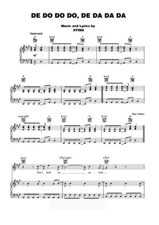 The Police DE DO DO DO DE DA DA DA score for Piano