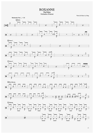 The Police Roxanne score for Drums