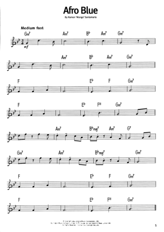 The Real Book Of Blues Afro Blue score for Keyboard