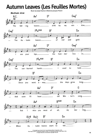 The Real Book Of Blues Autumn Leaves (Les Feuilles Mortes) score for Harmonica