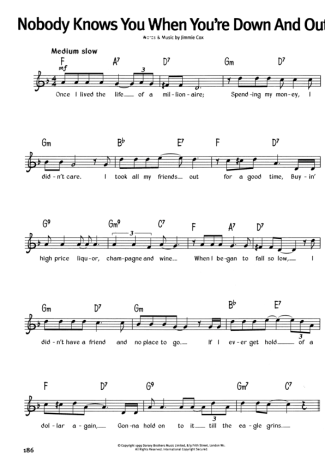 The Real Book Of Blues Nobody Knows You When You're Down And Out score for Keyboard