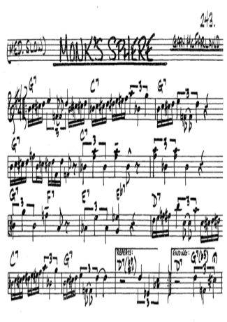 The Real Book of Jazz Monks Sphere score for Clarinet (Bb)