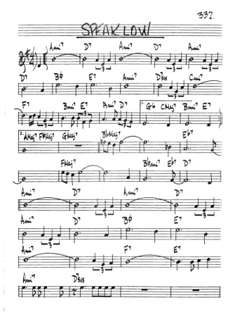 The Real Book of Jazz Speak Low score for Clarinet (Bb)