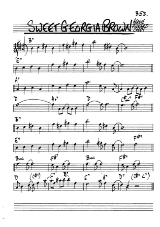 The Real Book of Jazz Sweet Georgia Brown score for Alto Saxophone