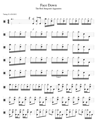 The Red Jumpsuit Apparatus Face Down score for Drums
