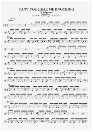The Rolling Stones Can´t You Hear Me Knocking score for Drums