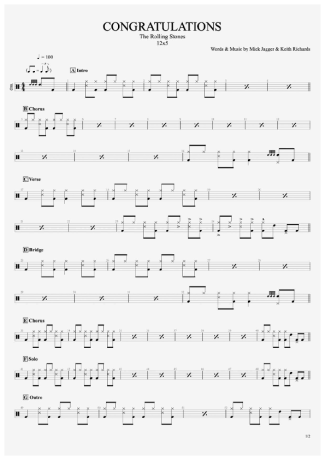 The Rolling Stones Congratulations score for Drums