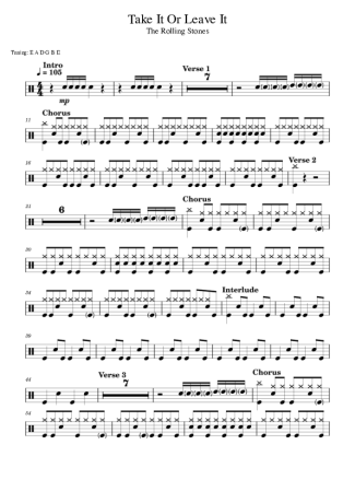 The Rolling Stones Take It Or Leave It score for Drums