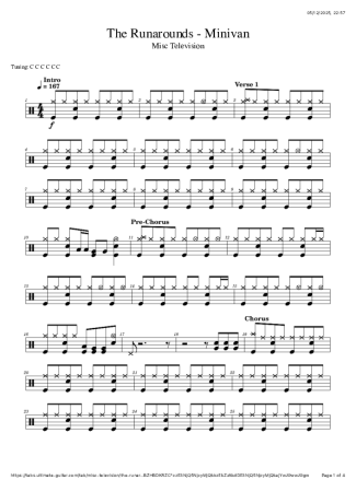 The Runarounds Minivan score for Drums