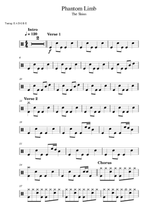 The Shins Phantom Limb score for Drums