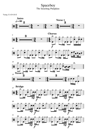 The Smashing Pumpkins Spaceboy score for Drums