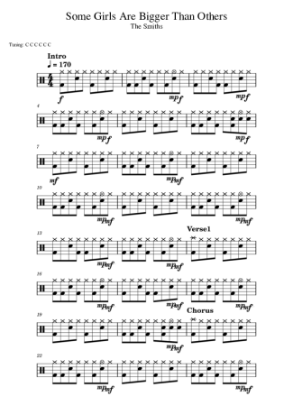 The Smiths Some Girls Are Bigger Than Others score for Drums