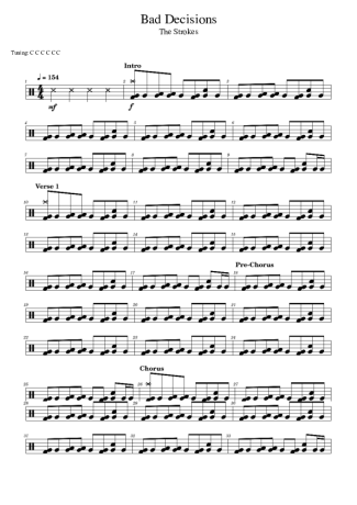 The Strokes Bad Decision score for Drums