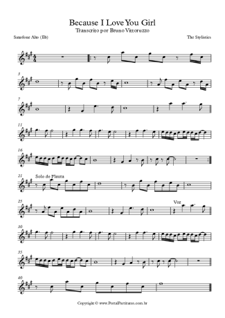 The Stylistics Because I Love You Girl score for Alto Saxophone