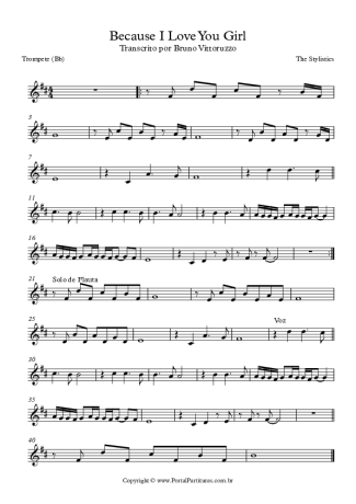 The Stylistics Because I Love You Girl score for Trumpet