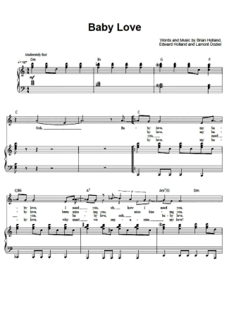 The Supremes Baby Love score for Piano