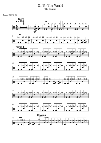 The Vandals Oi To The World score for Drums