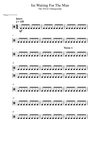 The Velvet Underground & Nico (Christa Päffgen) I´m Waiting For The Man score for Drums