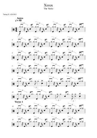 The Voidz Xerox score for Drums