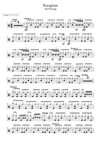 The Warning Escapism score for Drums