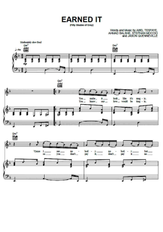 The Weeknd Earned It score for Piano