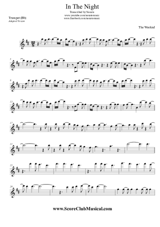 The Weeknd In The Night score for Trumpet