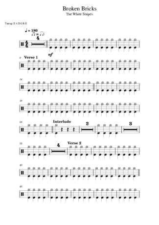 The White Stripes Broken Bricks score for Drums