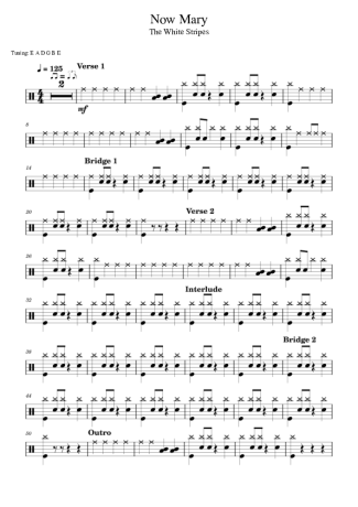 The White Stripes Now Mary score for Drums