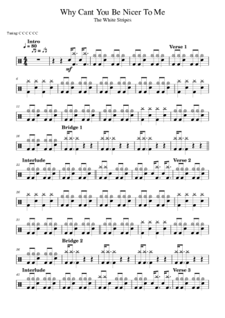 The White Stripes Why Can´t You Be Nicer To Me score for Drums
