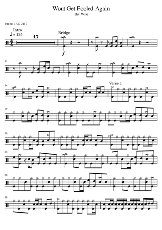 The Who Won´t Get Fooled Again score for Drums