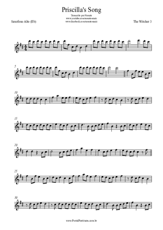 The Witcher 3 The Wolven Storm (Priscilla´s Song score for Alto Saxophone