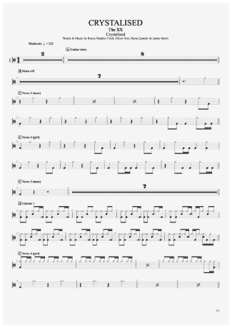 The XX Crystalised score for Drums