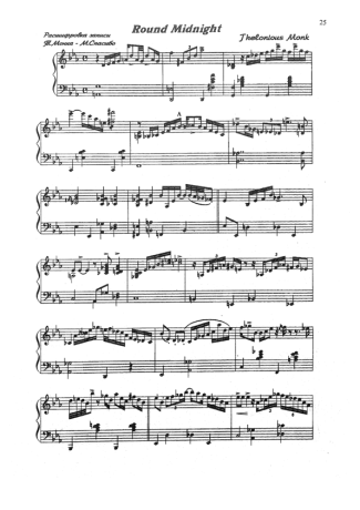 Thelonious Monk Round Midnight score for Piano