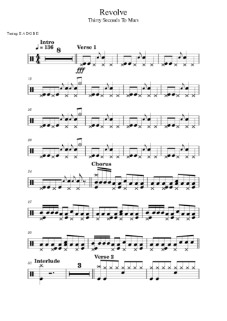 Thirty Seconds to Mars Revolve score for Drums