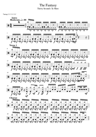 Thirty Seconds to Mars The Fantasy score for Drums