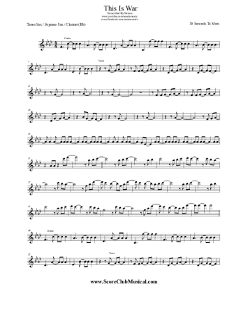 Thirty Seconds to Mars  score for Clarinet (Bb)