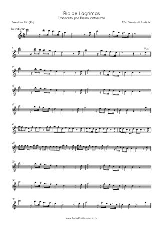 Tião Carreiro & Pardinho Rio De Lágrimas score for Alto Saxophone