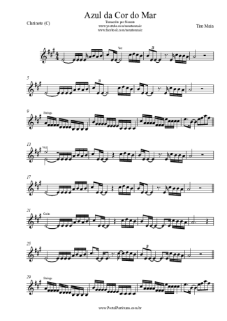 Tim Maia Azul Da Cor Do Mar score for Clarinet (C)