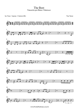 Tina Turner Simply The Best score for Clarinet (Bb)