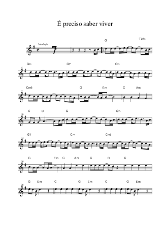 Titãs É Preciso Saber Viver score for Clarinet (Bb)