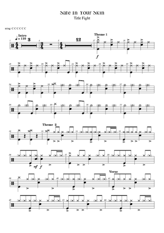 Title Fight Safe In Your Skin score for Drums