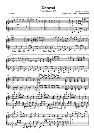 Tokyo Ghoul Unravel score for Piano