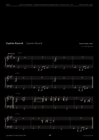 Tom Jobim Capitão Bacardi score for Piano